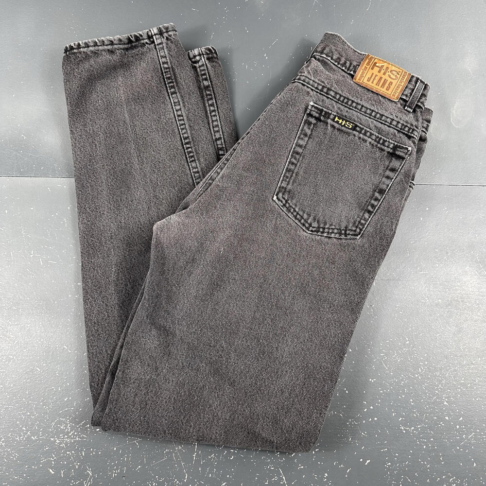 VTG HIS Jeans Mens 28x32 Black All Cotton Straight Student USA Made Charcoal